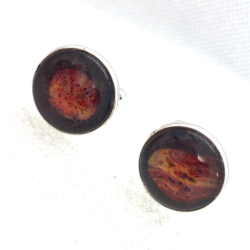 Cufflinks silver plated handcrafted glass